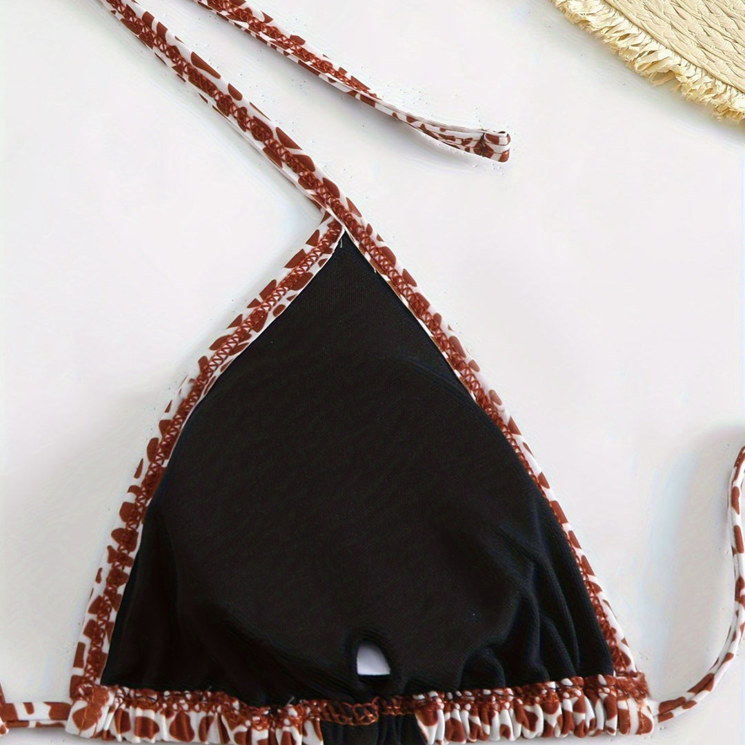 Damen Triangel-Bikini mit stilvollem Giraffenmuster R&B