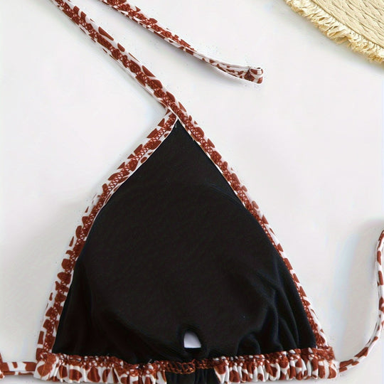 Damen Triangel-Bikini mit stilvollem Giraffenmuster R&B