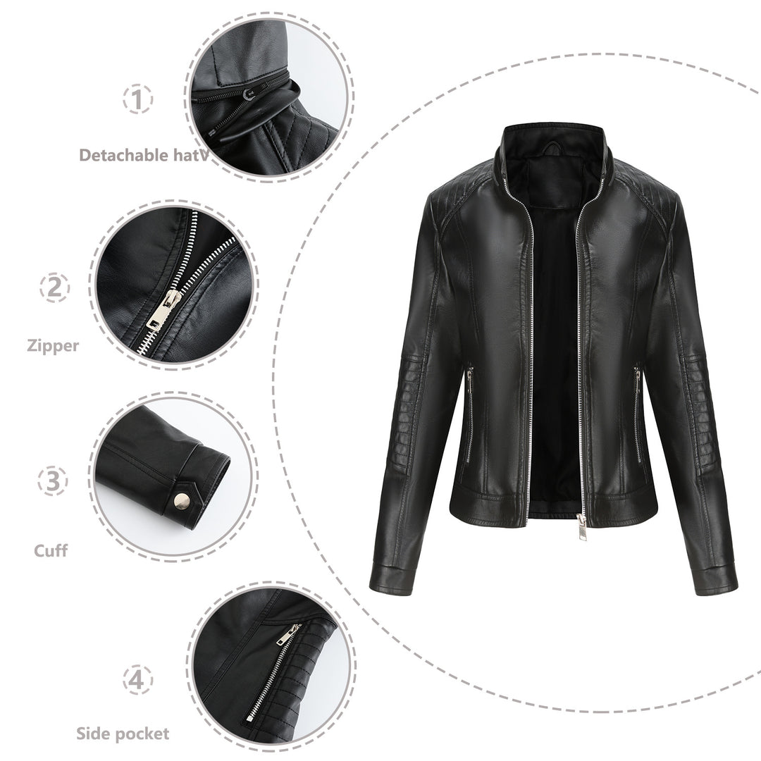 Damen Kapuzenjacke aus hochwertigem Kunstleder R&B