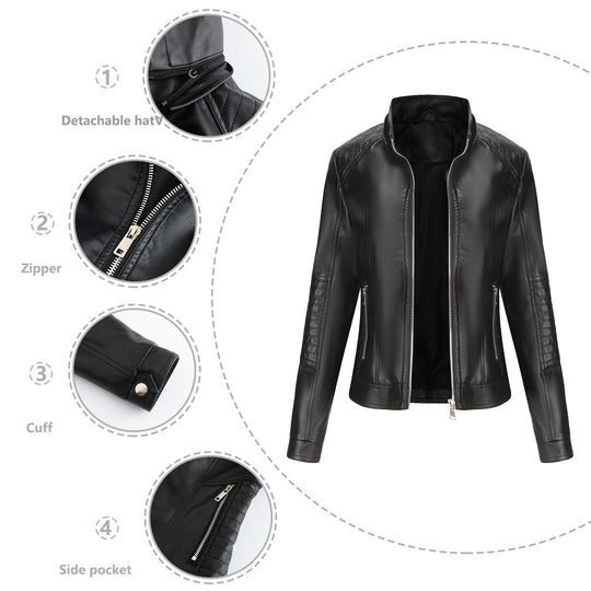 Damen Kapuzenjacke aus hochwertigem Kunstleder R&B