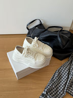 Damen Plateau-Sneaker aus hochwertigem Material mit atmungsaktiver Sohle
