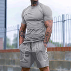 Herren nan eng anliegendes Freizeitset aus elastischem Jersey mit Kurzarmshirt und Kordelzugshorts R&B
