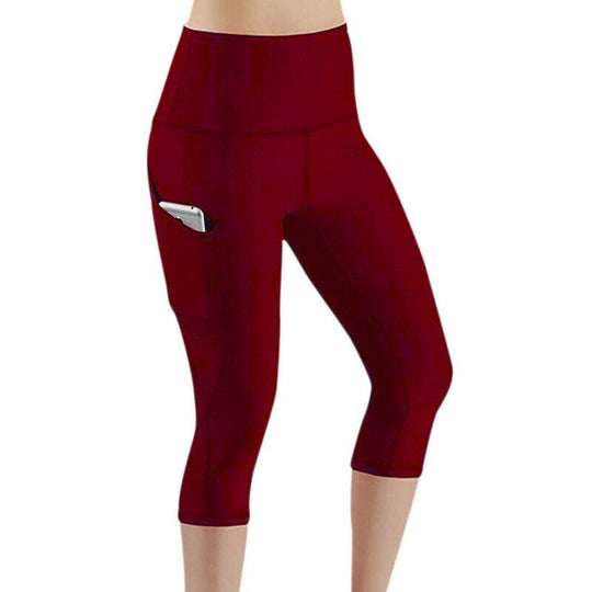 Damen Sportliche Capri-Leggings mit Seitentaschen und hohem Bund R&B