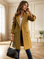 Damen exklusiver Double-Breasted-Mantel mit stilvollen Knopfdetails R&B