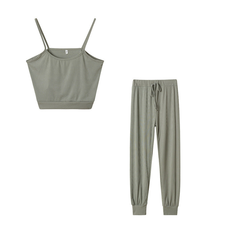 Frauen Ribbed Cropped Lounge Set