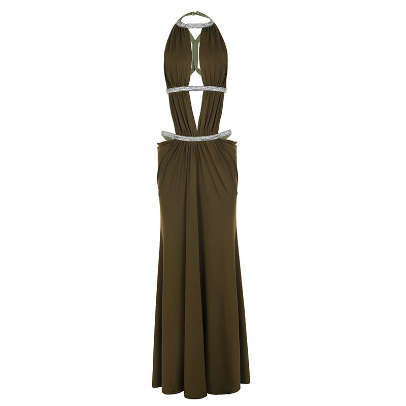 Damen Maxikleid mit tiefem V-Ausschnitt und elegantem Rückendetail R&B