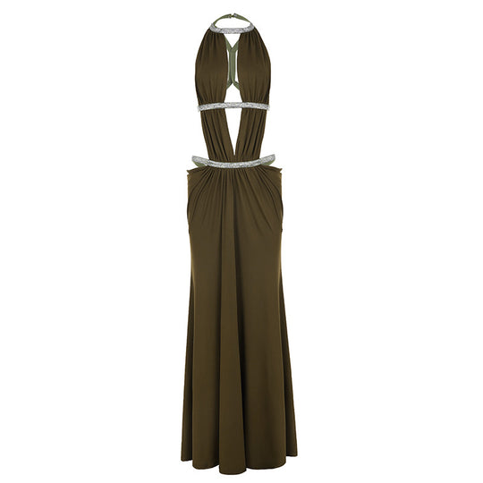 Damen Maxikleid mit tiefem V-Ausschnitt und elegantem Rückendetail R&B
