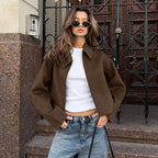 Damen Kurze Wolljacke im modernen Oversized-Stil R&B