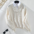 Damen Strickpullover mit Zopfdesign und modernem Kragen