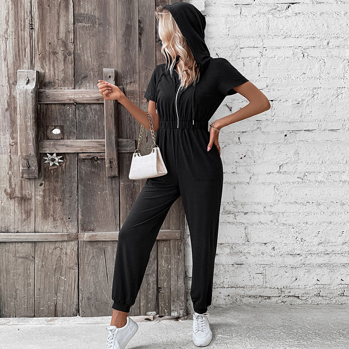 Damen Kapuzenoverall mit praktischem Reißverschluss und elastischem Bund R&B