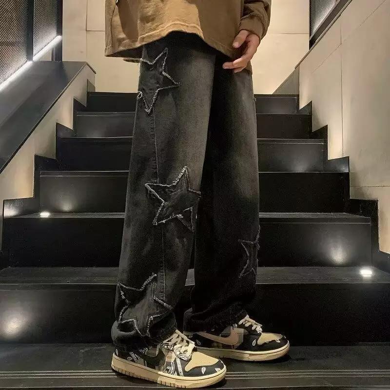 Herren lässige Jeans mit Sterne-Stickerei R&B