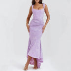 Damen nan eng anliegendes Korsett-Abendkleid mit integrierten Stäbchen, geraffter Wickelpassform und floraler Jacquardstruktur R&B