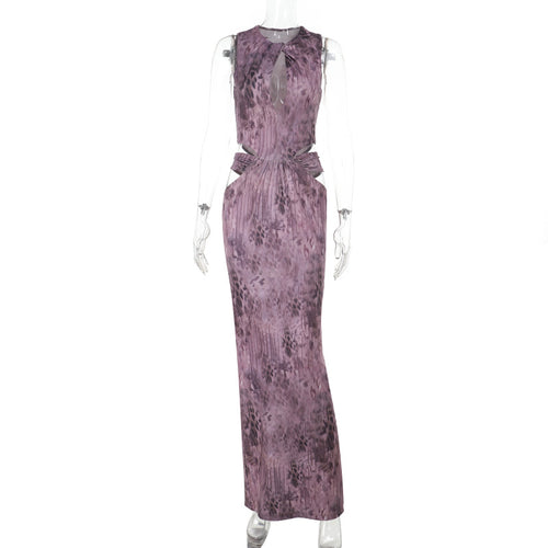 Damen Fließendes Maxikleid mit asymmetrischem Ausschnitt und Taillengürtel R&B