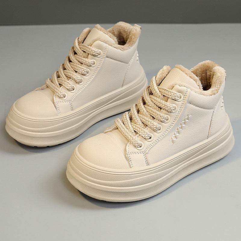 Damen modische High-Top Sneakers mit flauschigem Innenfutter und robuster Profilsohle R&B