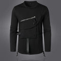Herren Modisches Langarmshirt mit Asymmetrischem Design und Praktischer Brusttasche