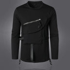 Herren Modisches Langarmshirt mit Asymmetrischem Design und Praktischer Brusttasche