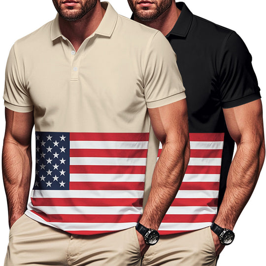 Herren Polo-Shirt mit Flaggenmotiv und klassischem Kragen R&B