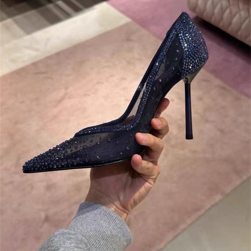 Damen elegante High Heel Pumps mit transparentem Netzdesign R&B