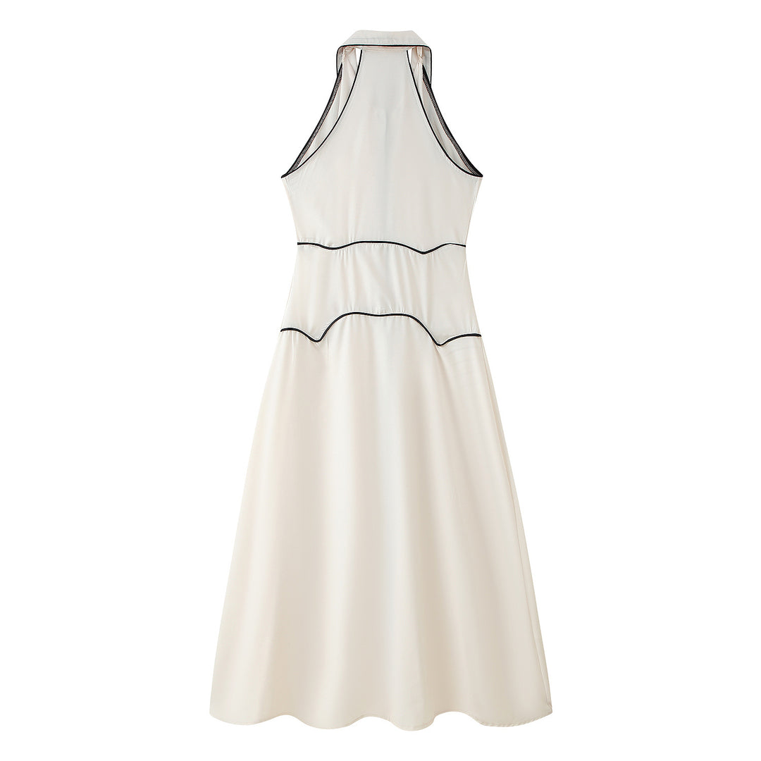 Damen Maxikleid mit elegantem Kragen und feinem Knopfdesign R&B