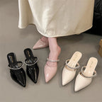 Damen Slingback-Pumps mit zierlichem Strassketten-Detail R&B
