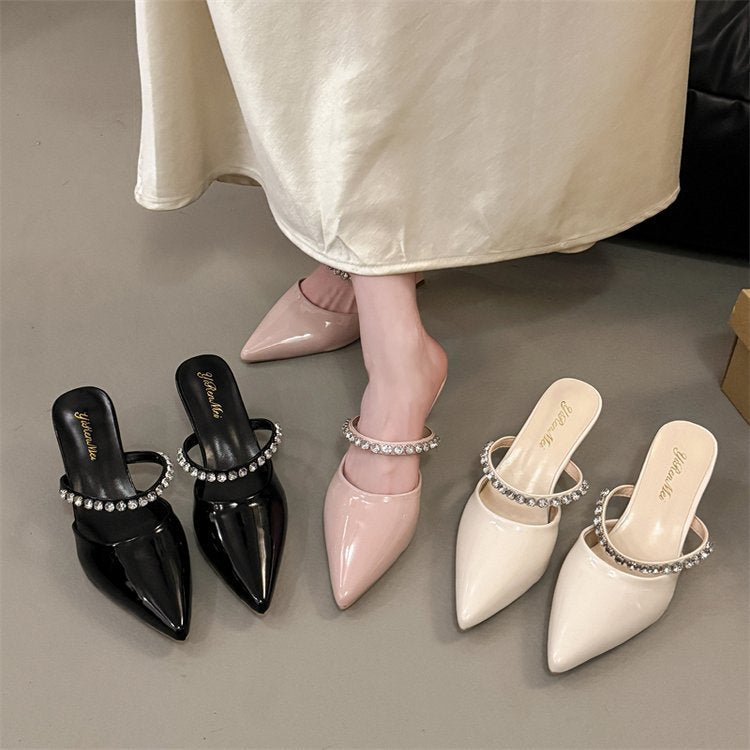 Damen Slingback-Pumps mit zierlichem Strassketten-Detail R&B