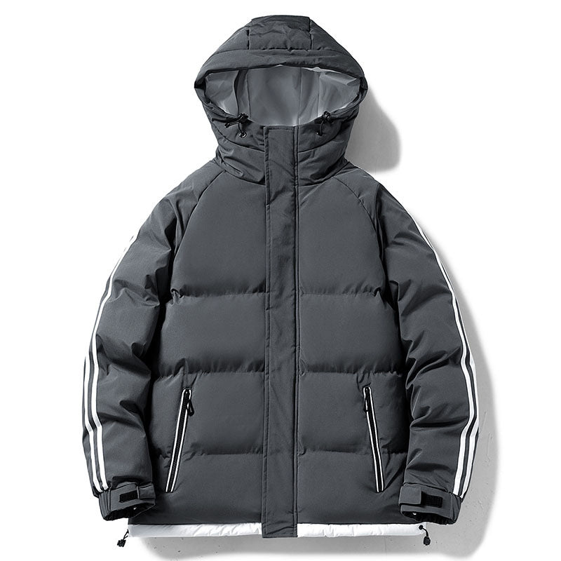 Herren nan gesteppte Kapuzen-Winterjacke mit Thermofutter, seitlichen Kontraststreifen und winddichter Außenhülle R&B