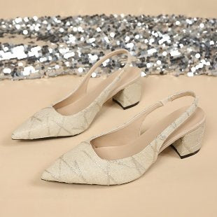 Damen Elegante Slingback-Pumps mit glitzerndem Design R&B