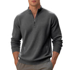 Herren sportlicher Pullover mit Reißverschluss und strukturierter Oberfläche R&B