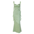 Damen Elegantes Maxikleid mit drapierter Vorderseite und Rüschendetails R&B