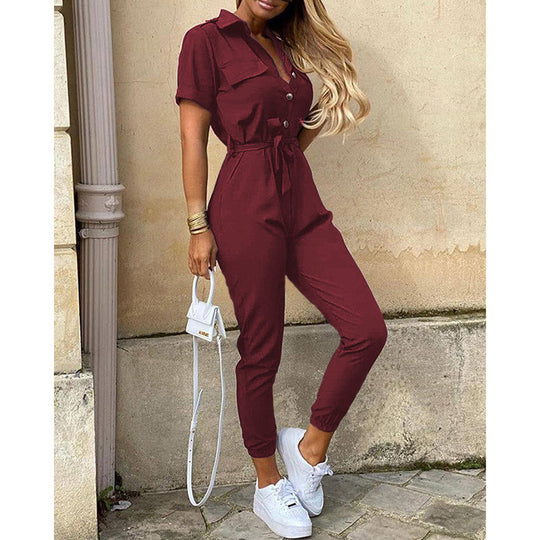 Damen Modischer Jumpsuit mit praktischen Taschen und tailliertem Schnitt R&B
