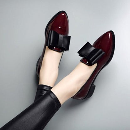 Damen Elegante Ballerinas mit großem Schleifendetail