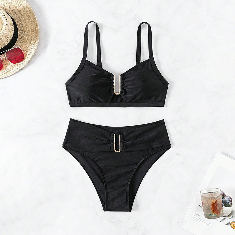 Damen Hoch geschnittener Bikini mit raffiniertem Gürteldetail R&B