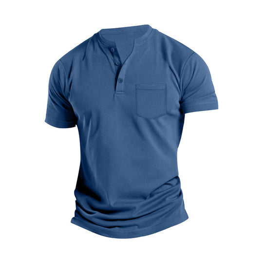 Herren Kurzarm Henley-Shirt mit praktischem Knopfdetail R&B