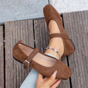 Damen Elegante Ballerinas mit verstellbarem Riemen R&B