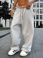 Damen Bequeme Freizeithose mit weitem Schnitt und elastischem Bund R&B