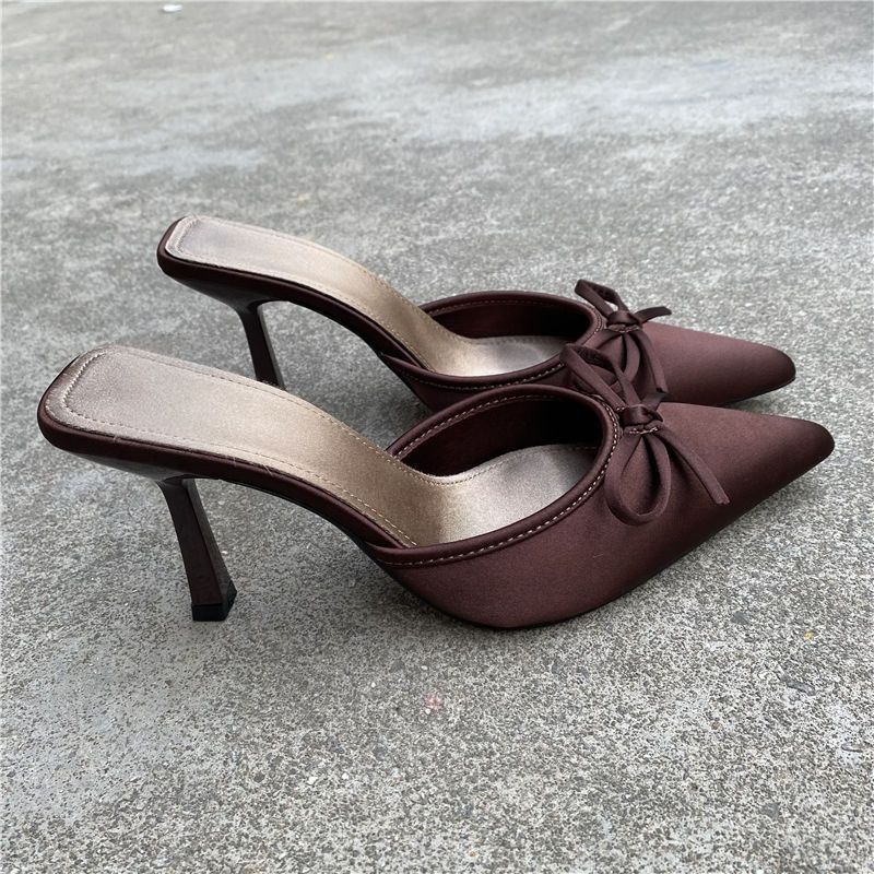 Damen elegante Slingback-Pumps mit feiner Schleifenverzierung R&B