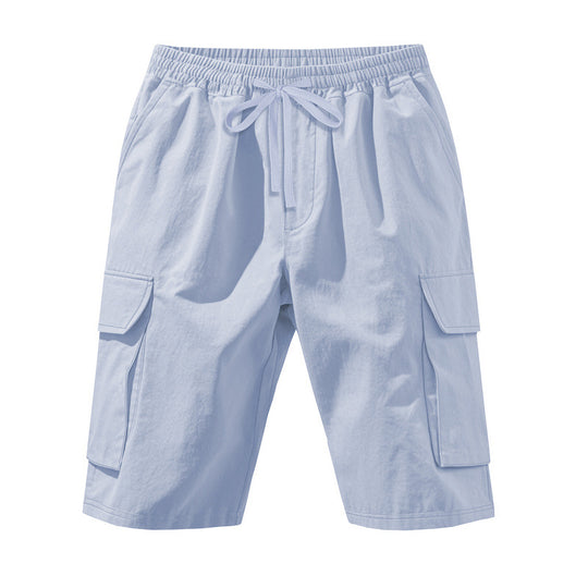 Herren nan knielange Utility-Shorts aus leichtem Baumwollmix mit elastischem Tunnelzugbund und aufgesetzten Klappentaschen R&B