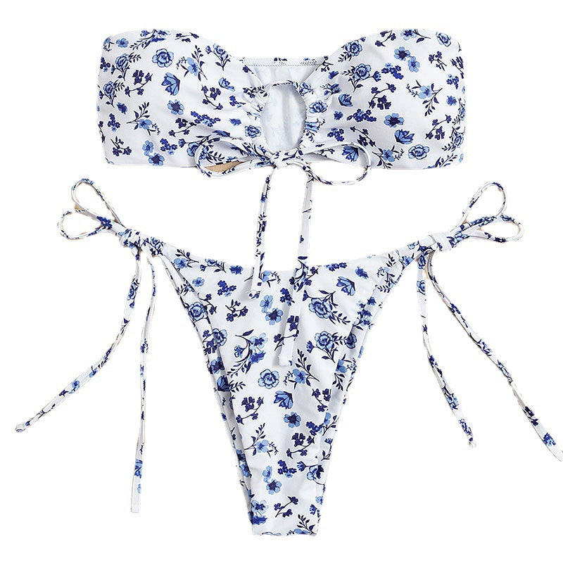 Damen Bandeau-Bikini mit verspieltem Blumendesign R&B