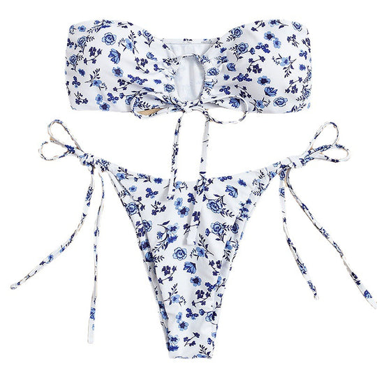 Damen Bandeau-Bikini mit verspieltem Blumendesign R&B