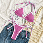 Damen Triangel-Bikini mit verspieltem Zickzackmuster R&B