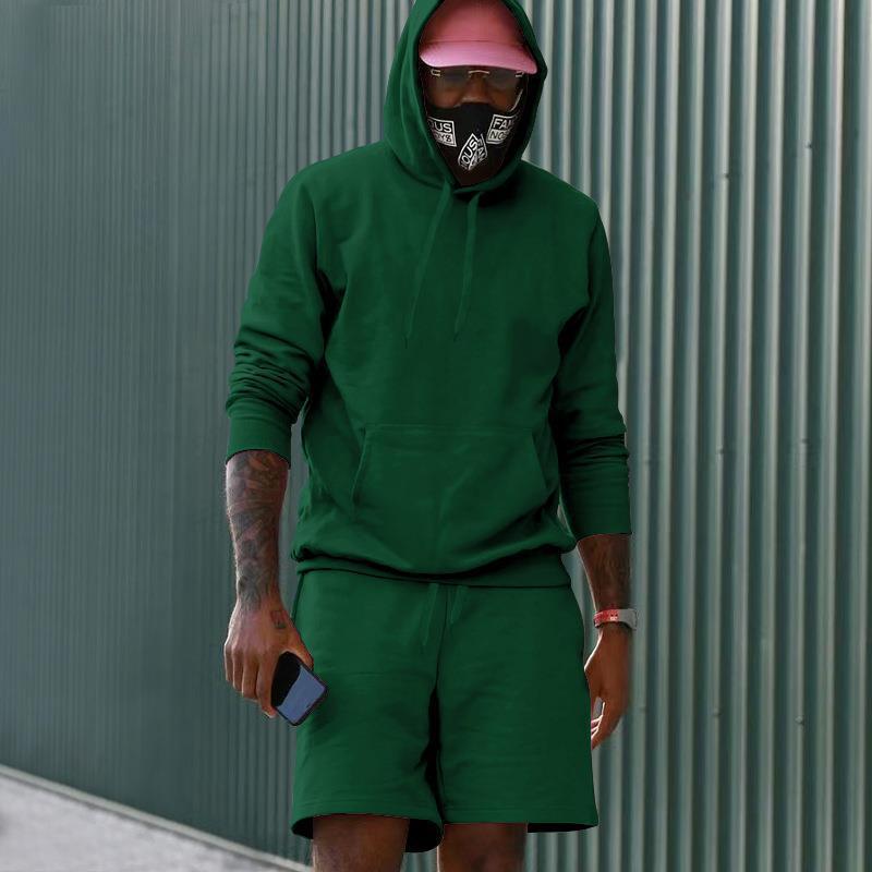 R&B Herren Hoodie-Shorts-Set mit Kängurutasche