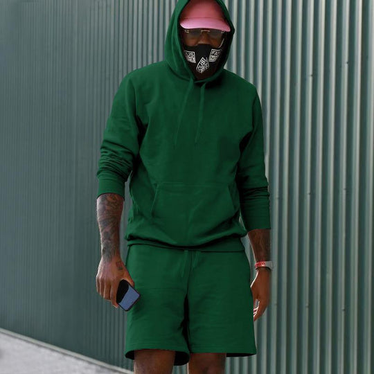 R&B Herren Hoodie-Shorts-Set mit Kängurutasche