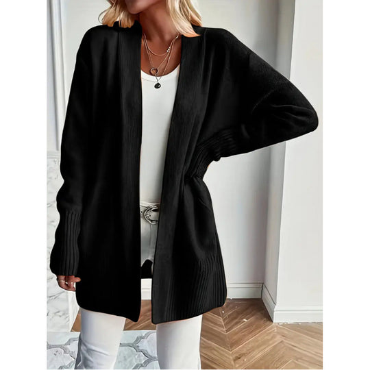Damen Langstrickjacke mit praktischen Taschen und elegantem V-Ausschnitt R&B