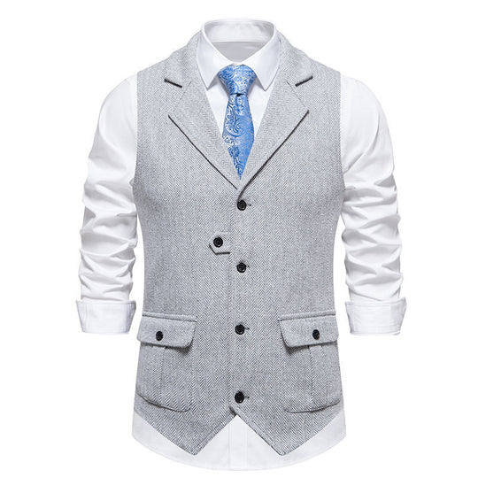 Herren elegante Weste mit strukturiertem Hahnentritt-Muster R&B