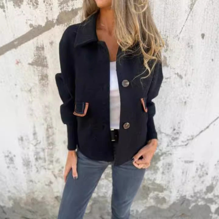 Damen gemütliche Cardigan-Jacke mit Knöpfen R&B