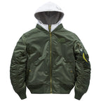 Herren Bomberjacke mit abnehmbarer Kapuze und praktischen Taschen R&B