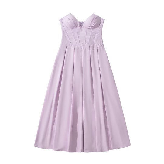 Damen Maxikleid mit elegantem Bustier-Ausschnitt und fließendem Rock R&B