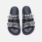 Damen Elegante Sandalen mit glitzernden Riemen und verstellbarem Schnallenverschluss R&B