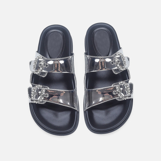 Damen Elegante Sandalen mit glitzernden Riemen und verstellbarem Schnallenverschluss R&B