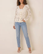 Damen filigrane Häkel-Cardigan R&B